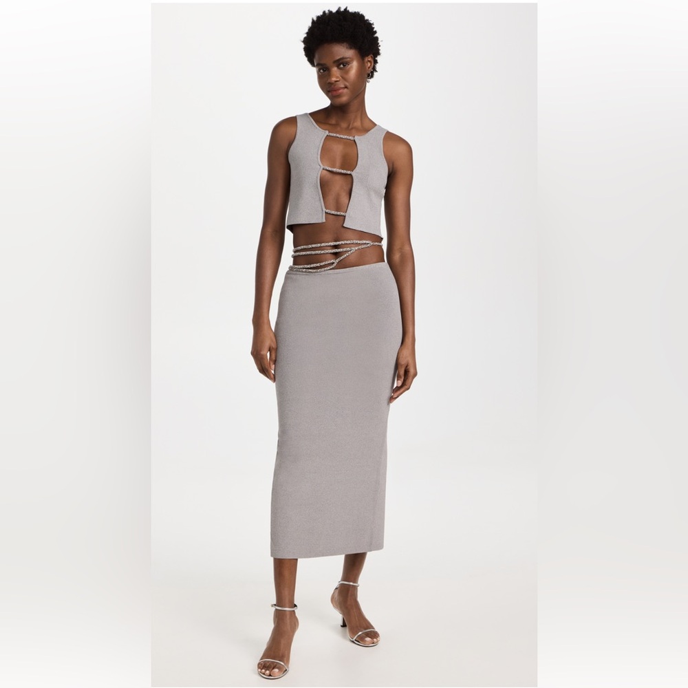 CHRISTOPHER ESBER
Crystal-embellished stretch-knit midi skirt and top (set)